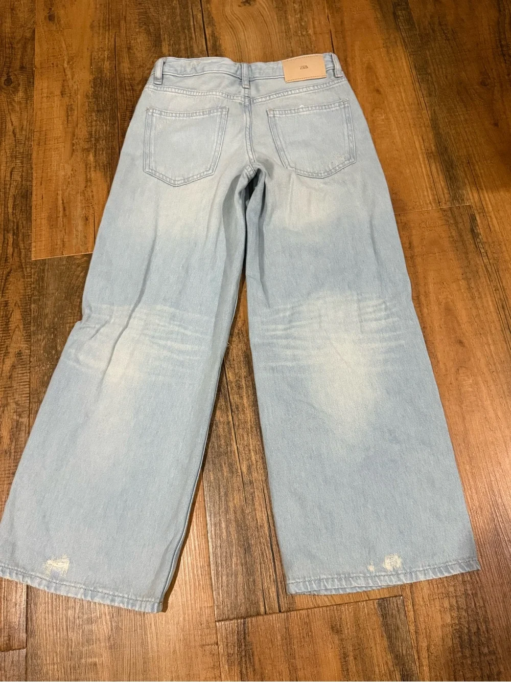 BOGO Zara Kids Light Wash Relaxed Wide-Leg Jeans - Light Blue